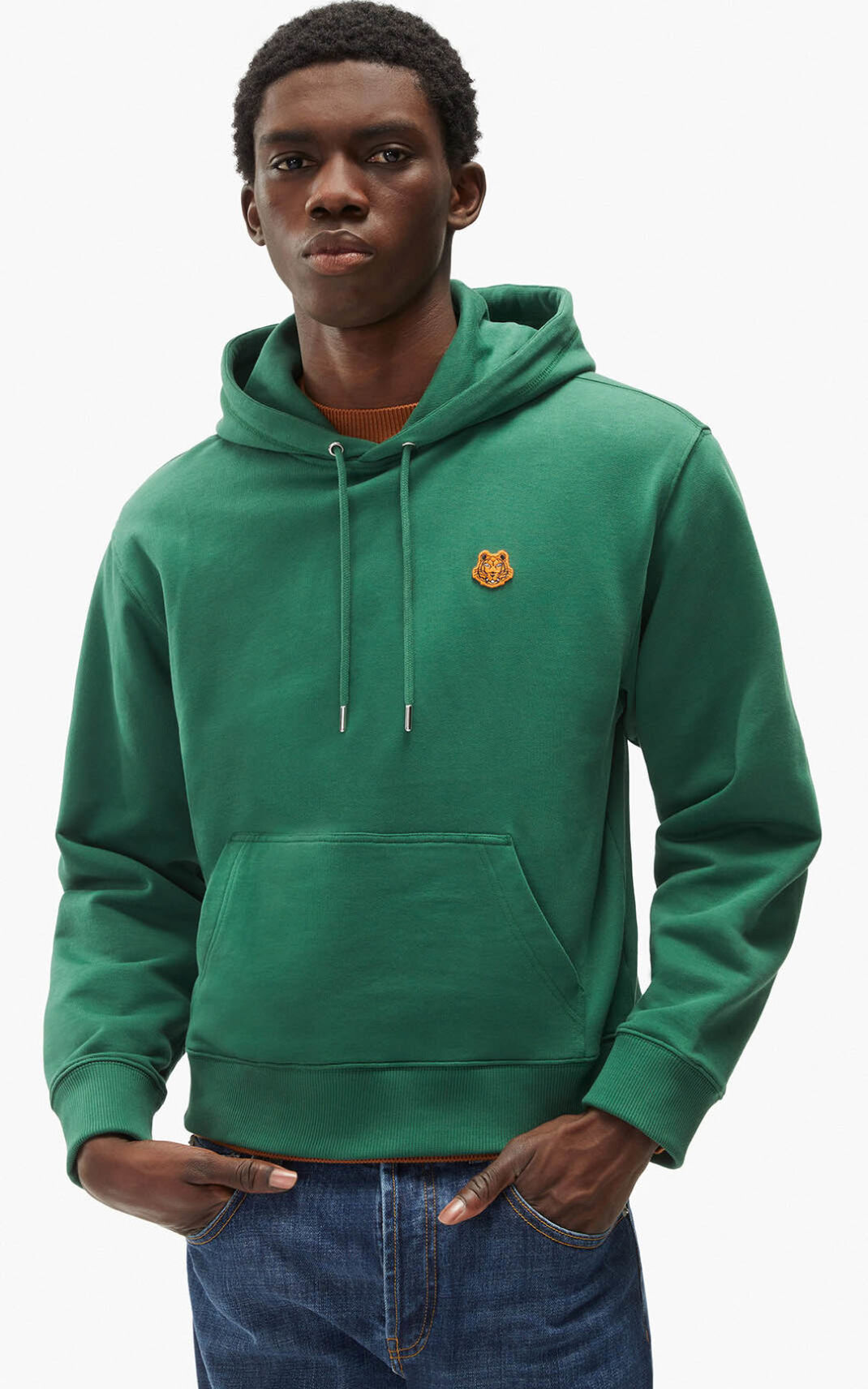 Sweat A Capuche Kenzo Tiger Crest Homme Vert | MBHT-02748